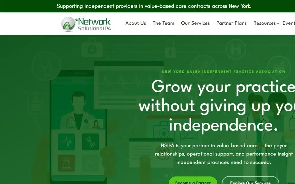 Network Solutions IPA website designed by DoctorsInternet