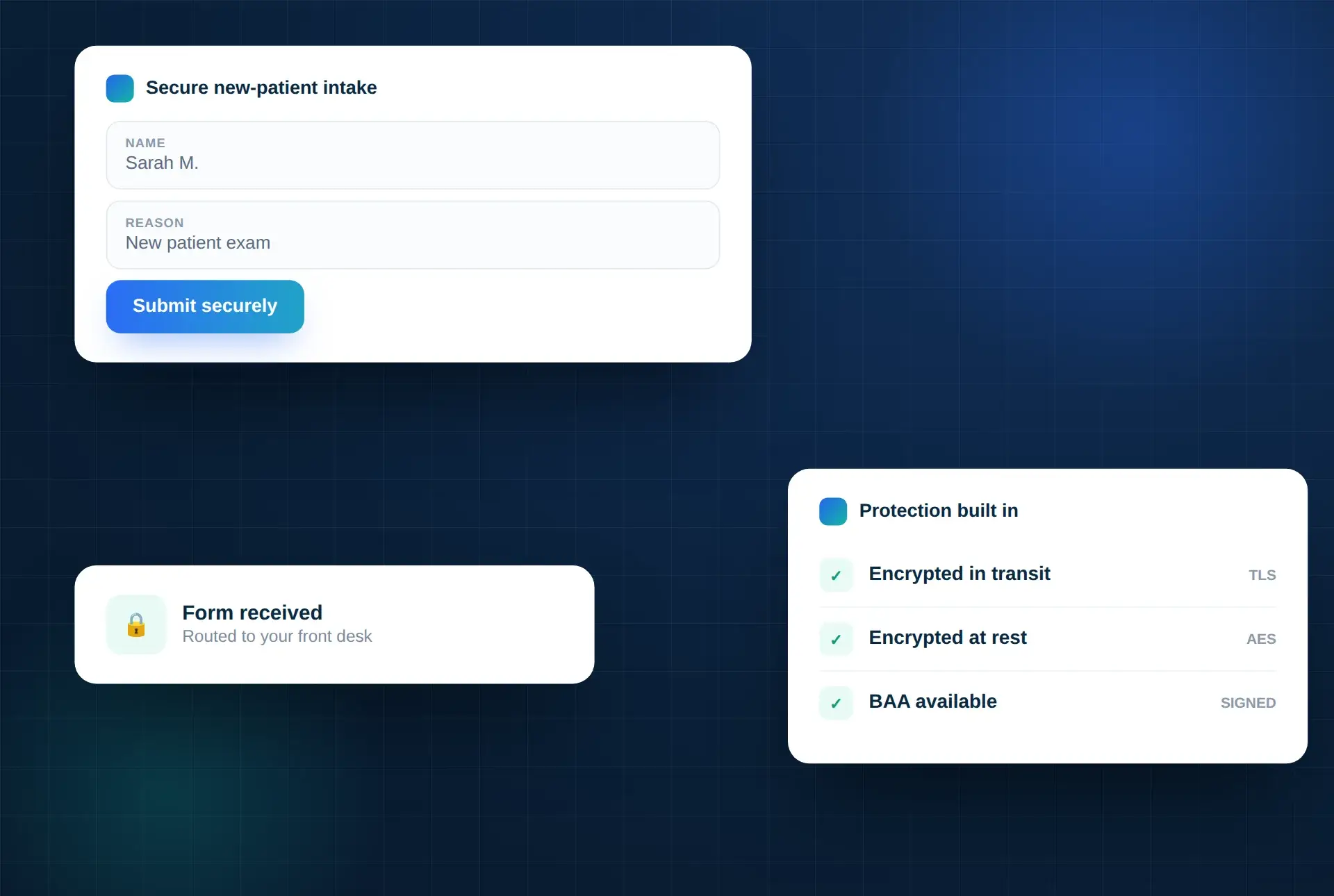 Healthcare HIPAA-aware forms illustration — design panel 1 by DoctorsInternet